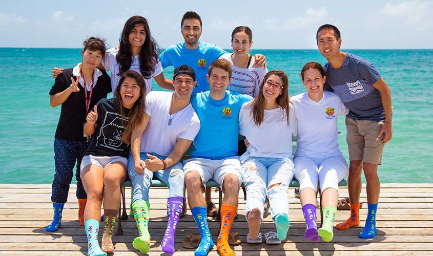 Students on the beach