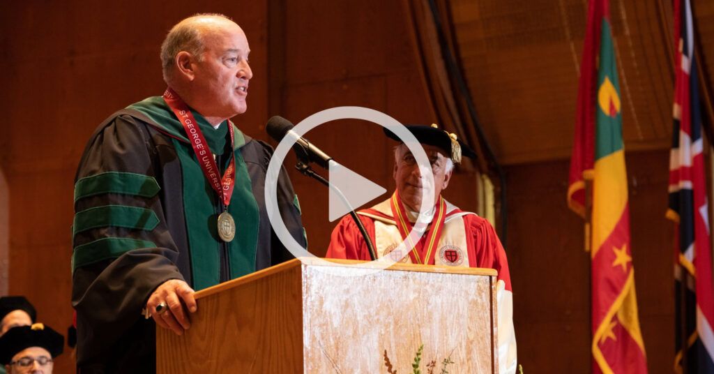 SGU leaders presenting honorary degrees and service awards during the 2019 commencement ceremony.”