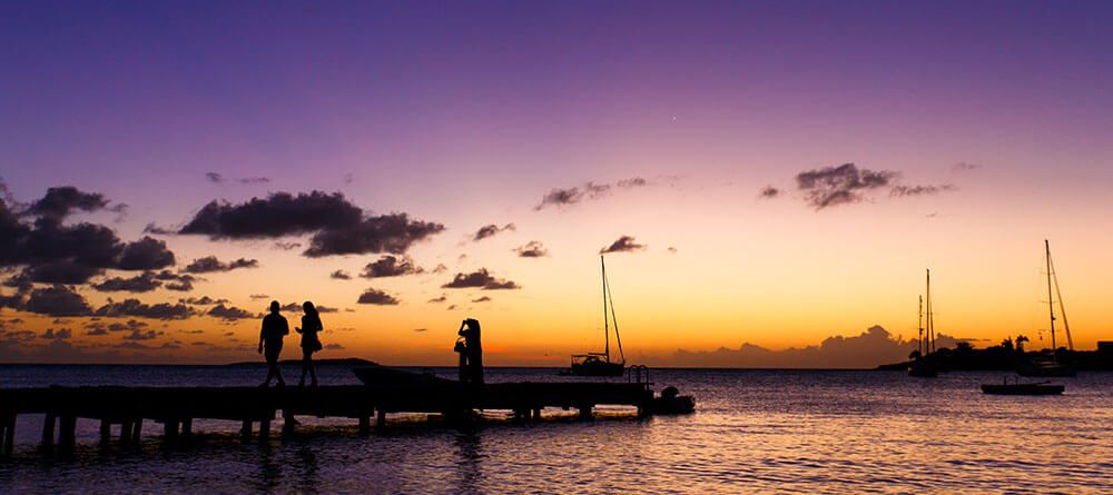 Beautiful sunset over Grenada ocean