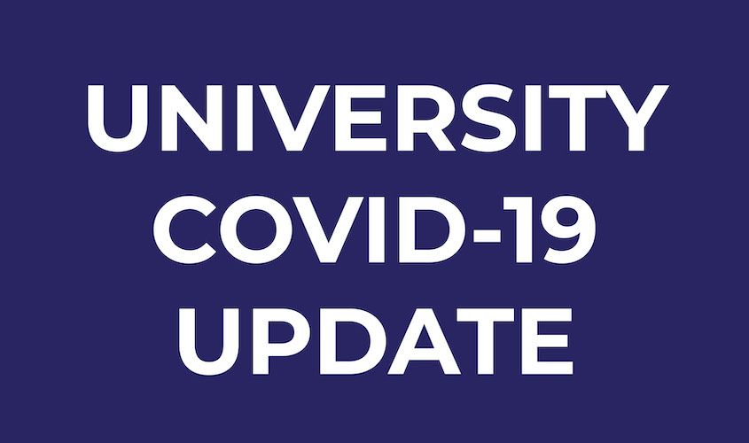 Official graphic or banner for a COVID-19 update, featuring public health information, guidelines, or announcements.