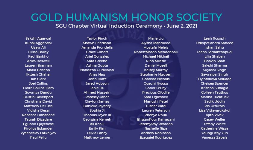 List of 90 aspiring physicians inducted into Gold Humanism Honor Society