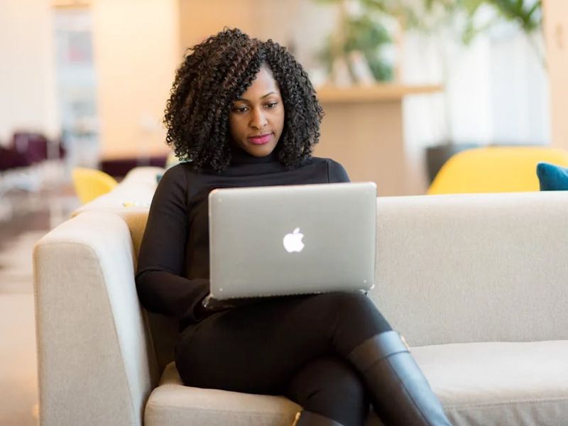 Woman attending SGU virtual event