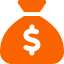 Orange money bag icon with a dollar sign