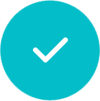 White check mark in a turquoise circle