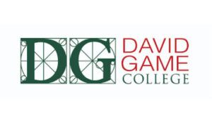 David Game College logo with a green geometric DG monogram
